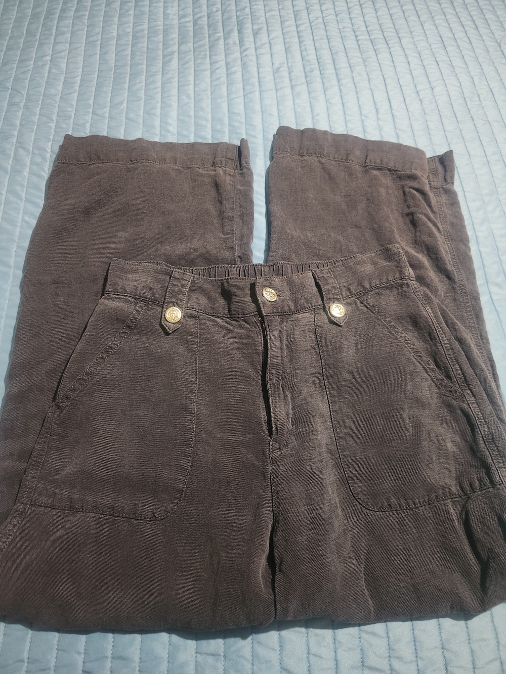 Cynthia Rowley Wide-Leg Corduroy Pants in Navy Blue